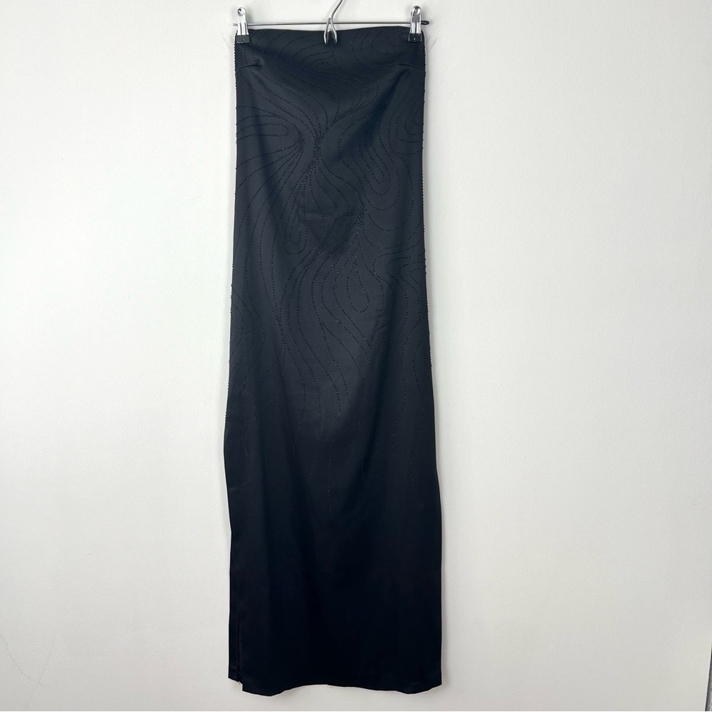 Vintage 90s Rampage Beaded Strapless Black Maxi Dress